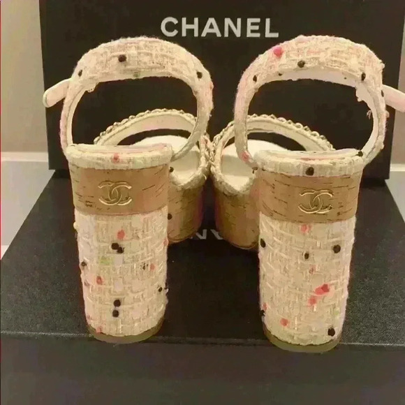 Chanel Tweed Wedge Sandals - Picture 2 of 8